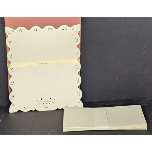 Vintage Hallmark Stationery Set #ST273-5 Floral Scalloped Edge Cream w/ Rust 2nd - Picture 2 of 5